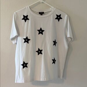 White Star-Patterned Short Sleeve Tee